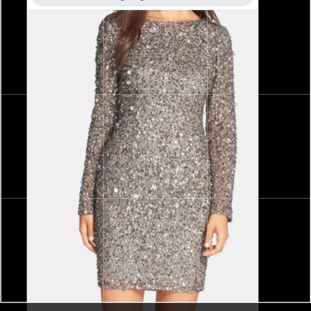 Designer silver sequin cocktail dress